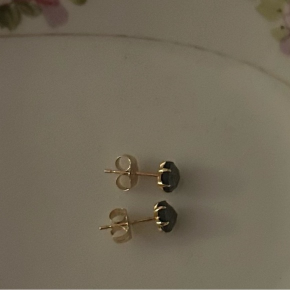 14k 1ct Natural Black Diamond Studs - Picture 6 of 8